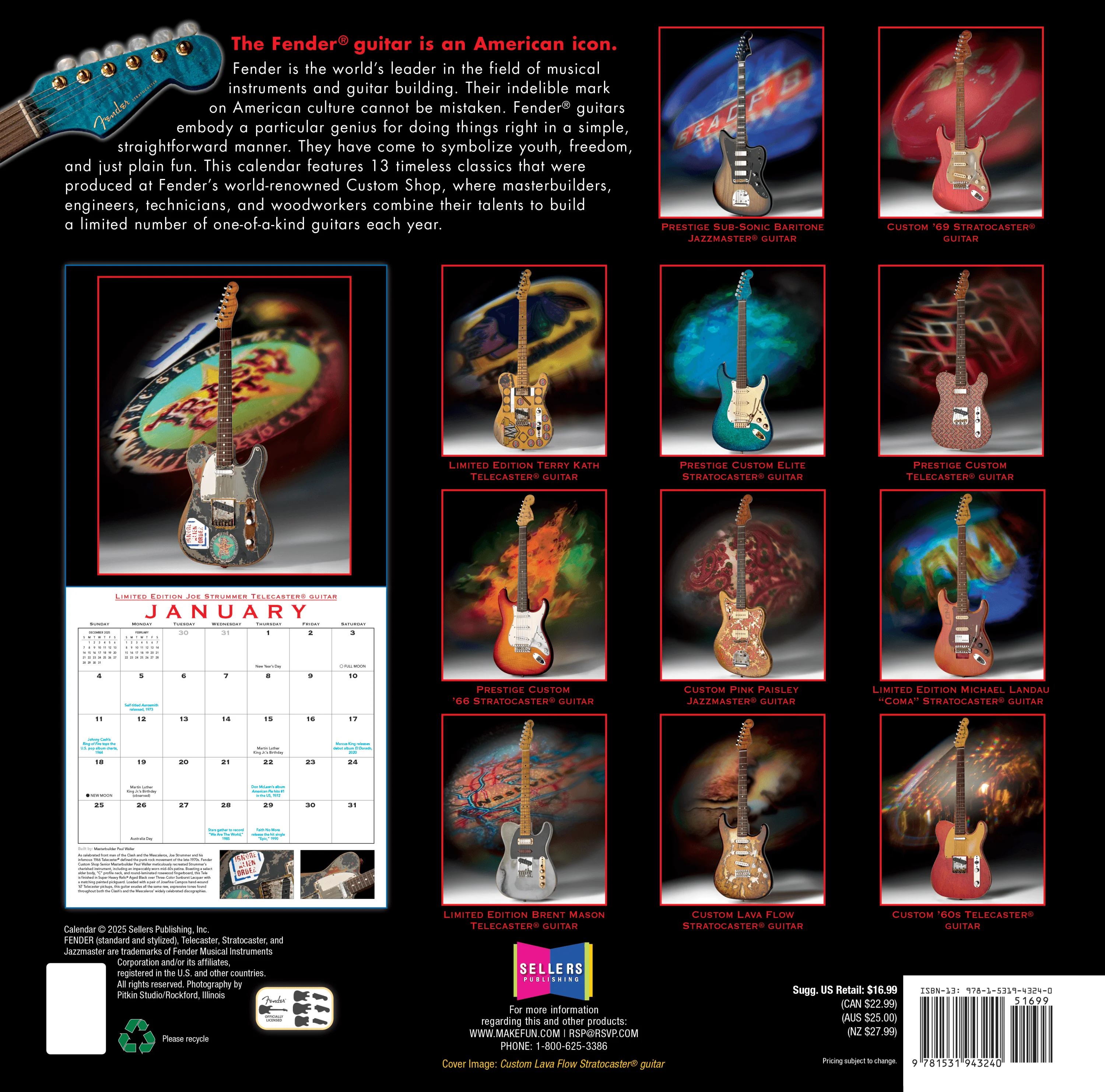 2026 Fender® Custom Shop Calendar - Image 2
