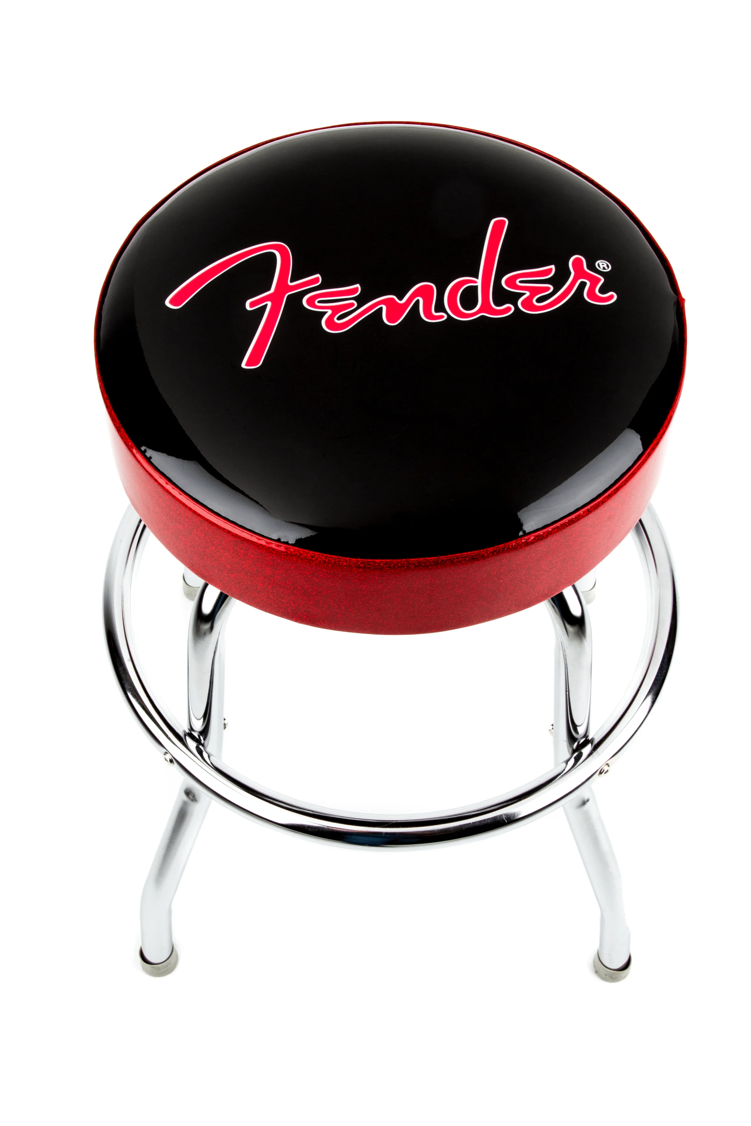 Fender® Red Sparkle Logo Barstool, Black and Red Sparkle - Image 3