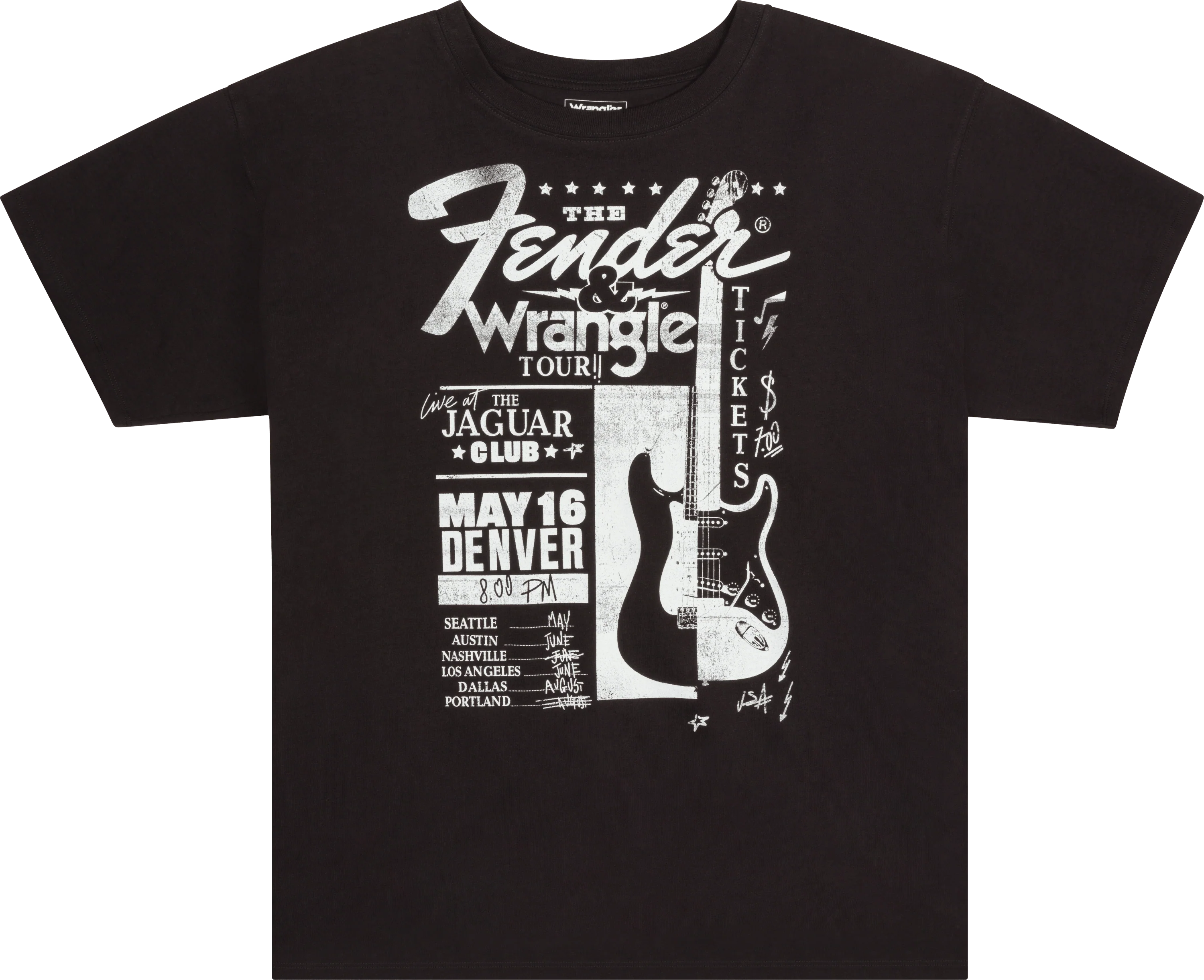 Fender® x Wrangler® Women's Oversized Concert Tee, Faded Black - Image 5